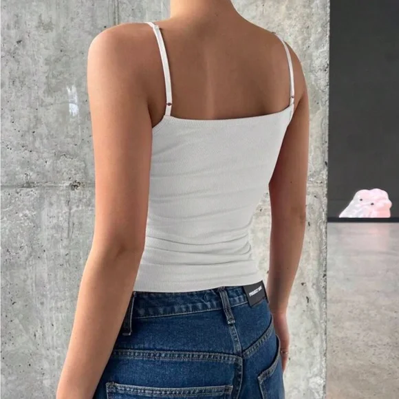 White Fitted Tank Top - Picture 2 of 6